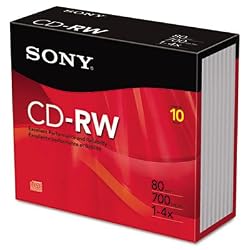 Sony 10CDRW700R//T 4X CD-RW Slim Jewel Case (10-Pack)