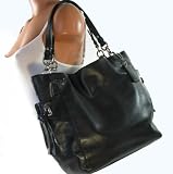 NEW AUTHENTIC COACH PEYTON LEATHER SHOULDER TOTE (Black/Silver)