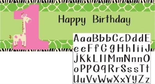 Wild at One Giraffe Party - 1st Birthday party Giant Personalised Banner