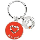 Heart U Back Sterling Silver Red Companion Key Ring