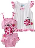 Baby Bunz Girls Infant Gingham Ladybug Swimsuit With Terry Cover-Up