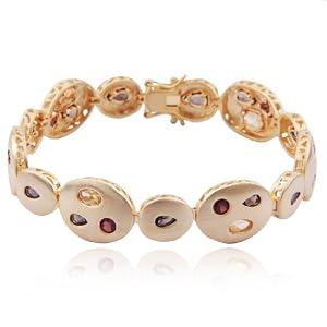18k Yellow Gold Plated Sterling Silver Multi-Gemstone Circle Bracelet, 7.25 by