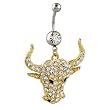 Golden Bull Button Navel Body Jewelry Animal Dangle Belly Ring