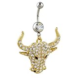 Golden Bull Button Navel Body Jewelry Animal Dangle Belly Ring