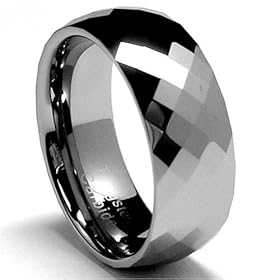 8MM Men's Multi-faceted Tungsten Carbide Ring sizes 8 to 12
