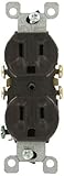 Leviton 5320 15 Amp, 125 Volt, Duplex Receptacle, Residential Grade, Grounding, All Screws Backed Ou