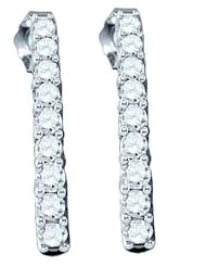 10KT White Gold 0.53 CTW Diamond Hoops Earring