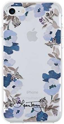Laura Trevey iPhone 7 Case, Clear Tough Case [Protective] Cover fits Apple iPhone 7 - Floral Crown Blue/Silver Foil