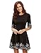 Floerns Women's Casual Half Sleeve Embroidered Flare Dress