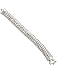 Sterling Silver Striped Dome Bracelet in White Gold Finish, Large Spring Clasp, 19/32 inch wide