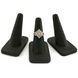 3 Black Rubber Ring Finger Jewelry Holder Showcase Display Stands