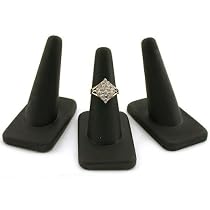 3 Black Rubber Ring Finger Jewelry Holder Showcase Display Stands