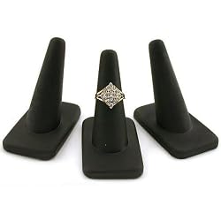 3 Black Rubber Ring Finger Jewelry Holder Showcase Display Stands