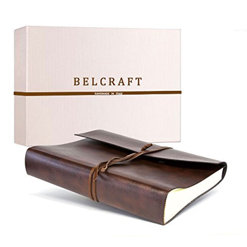 Tivoli Large Leather Bound Photo Album, Handmade Classic Italian Style, Including Special Box, A4 (23x30 cm) Brown