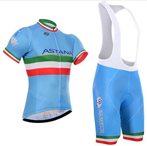 Mens Breathable Pro Cycling Team Bicycling Jerseys and Cycling Shorts Bib Kit S Blue