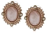 1928 Boutique Rose Gold-Tone & Pink Quartz Button Earrings