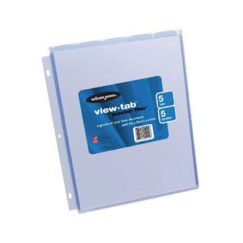 Wilson Jones View-Tab Master Binder Filer, 5 Tabs, Top Loading, Letter Size, Clear (W55119)