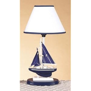 Blue Sailboat Boat Nautical Table Lamp with Shade by Universal