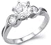 Cheap Size- 7 – Solid 14k White Gold Three 3 Stone Engagement Wedding CZ Cubic Zirconia Ring Round Cut 1.5 ct On Sale