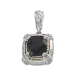 14K Two-Tone Gold Onyx and Diamond Pendant
