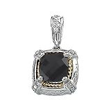 14K Two-Tone Gold Onyx and Diamond Pendant