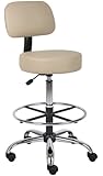 Boss B16245-BG Caressoft Medical/Drafting Stool with Back Cushion