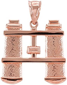 Fine 14k Rose Gold Binoculars Charm Pendant