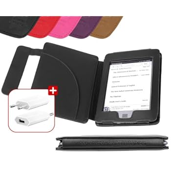 DURAGADGET Housse Etui Noir de Luxe en Cuir Véritable style livre pour le Nouveau Lecteur de Livre Electronique Amazon Kindle TOUCH (dernière / nouvelle génération, 2012), WIFI & 3G, écran tactile 6