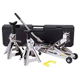 Torin Big Red Chrome Trolley Jack With Chrome Jack Stands - 2-Ton Capacity, Model# T82000W