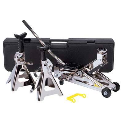 Torin Big Red Chrome Trolley Jack With Chrome Jack Stands - 2-Ton Capacity, Model# T82000W