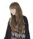 Stunning beautiful long LIGHT BROWN curly wave wig full wigs jf010023