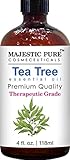 Majestic Pure Therapeurtic Melaleuca Alternifolia Tea Tree Oil With Dropper, 4 fl. Oz