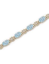 14kt Yellow Gold Oval Aquamarine and Diamond Bracelet