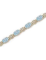 14kt Yellow Gold Oval Aquamarine and Diamond Bracelet
