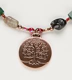Necklace - Tree of Life, Copper and Gemstone Beads