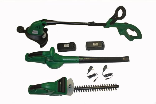 Turbo Garden TGP-LPCP-5 21.6 Volt Lithium Ion Cordless Electric String Trimmer, Hedge Trimmer and Blower/Sweeper Combo Kit With Two Batteries