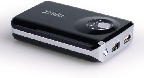 Tirux 8000mAh Portable High Capacity Dual-Port External Battery Power Bank Backup Charger for all iPad, iPad Mini,iPhone, iPods, Samsung Galaxy, Note, HTC One, EVO, Thunderbolt, Incredible, Droid DNA, Motorola ATRIX, Droid, Google Glass, Nexus, LG Optimus, MP3, MP4, Smart Phones and Tablets