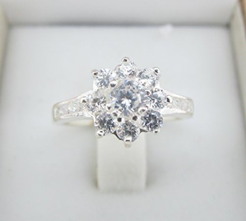 925 Silver Sterling Fancy Ring with Top Quality Cubic Zirconia Size 7'' US