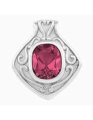 14K White Gold Antique Cushion Cut Rhodolite Garnet Pendant -- LIFETIME WARRANTY