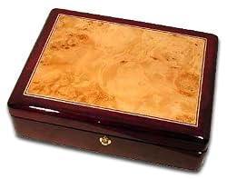 Mahogany Large Solid Wood Beautiful Glossy Music Jewelry Box 22 Note