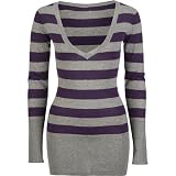 FULL TILT Womens Tunic Sweater - Heather Grey/Purple