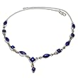 Necklace for Girlfriend Silver Lapiz Bead Jewelry 18.5 inches