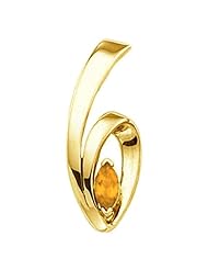 18K Yellow Gold Marquise Cut Citrine Pendant -- LIFETIME WARRANTY