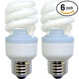 GE 75409-6 10-Watt CFL Spiral Reveal Light Bulb, 40-Watt Output, 6-Pack