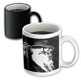 3dRose Odin-Odin, God, Norse God, Mythology, Black, White, Silhouette, Magic Transforming Mug, 11-Oz