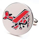 Red Baron Biplane Airplane Cufflinks Cuff Links