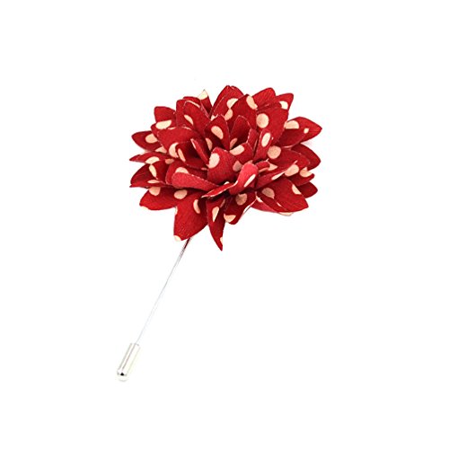 Generic Men's Accessories Lapel Daisy Flower Handmade Pin Red & White Dot