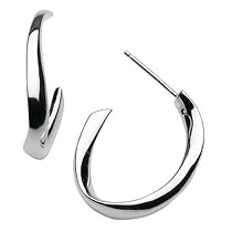 Ladies' Contemporary Oval Hoop Earrings, Sterling Silver, Model 40FXHP, by Kit Heath