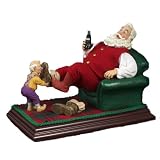 Kurt Adler Coca-Cola Animated Santa in Chair Kicking Off Boot