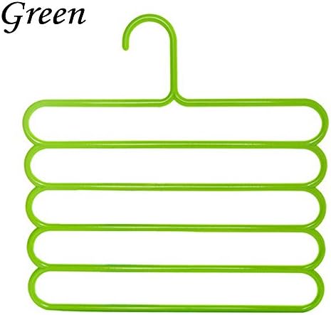 Hot 5 Layer Pants Scarf Hangers Holders Trousers Towels Clothes Apparel Hangers (Green)